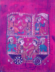 'Poradhinotar Suchana' - Uma Siddhanta - Thread-work on silk - 6.5