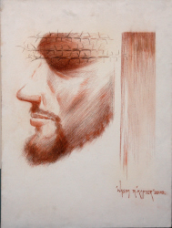 'Christ' - Wasim Kapoor - Conti and Pastel on paper - 24" x 18"