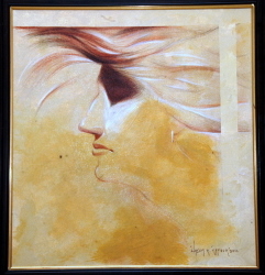 'She(3)' - Wasim Kapoor - Acrylic and Conti on Pastel - 29" x 27"